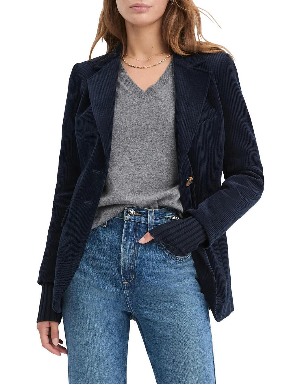 NEW Favorite Daughter The Cord City Blazer in Navy Sz M #SJ2588